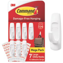 Command White Self-Adhesive Large Utility Hook  7 Pack