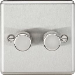Knightsbridge  2-Gang 2-Way LED Intelligent Dimmer Switch  Brushed Chrome