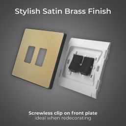 British General Evolve 20 A 16AX 2-Gang 2-Way Light Switch  Satin Brass with Black Inserts