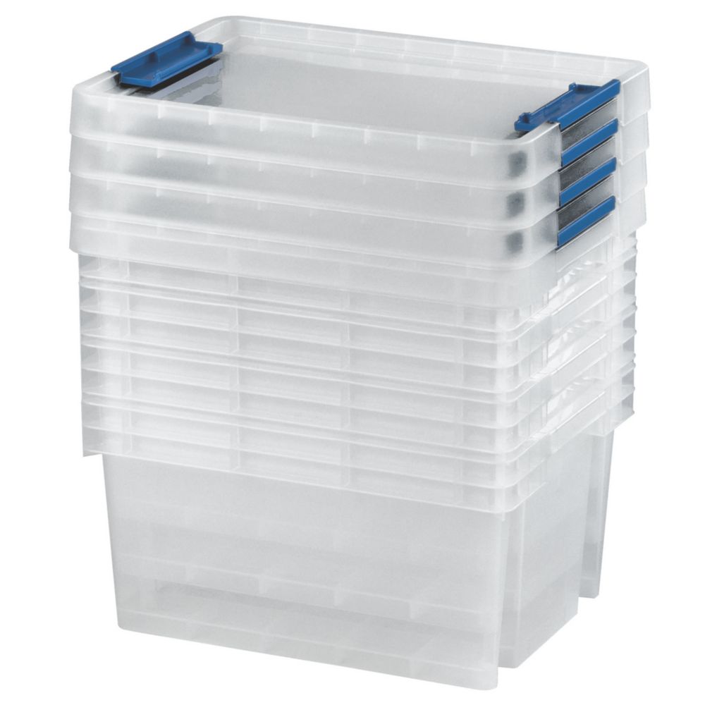 Essentials 15Ltr 283mm x 390mm x 200mm Transparent Storage Box 4 Pack ...
