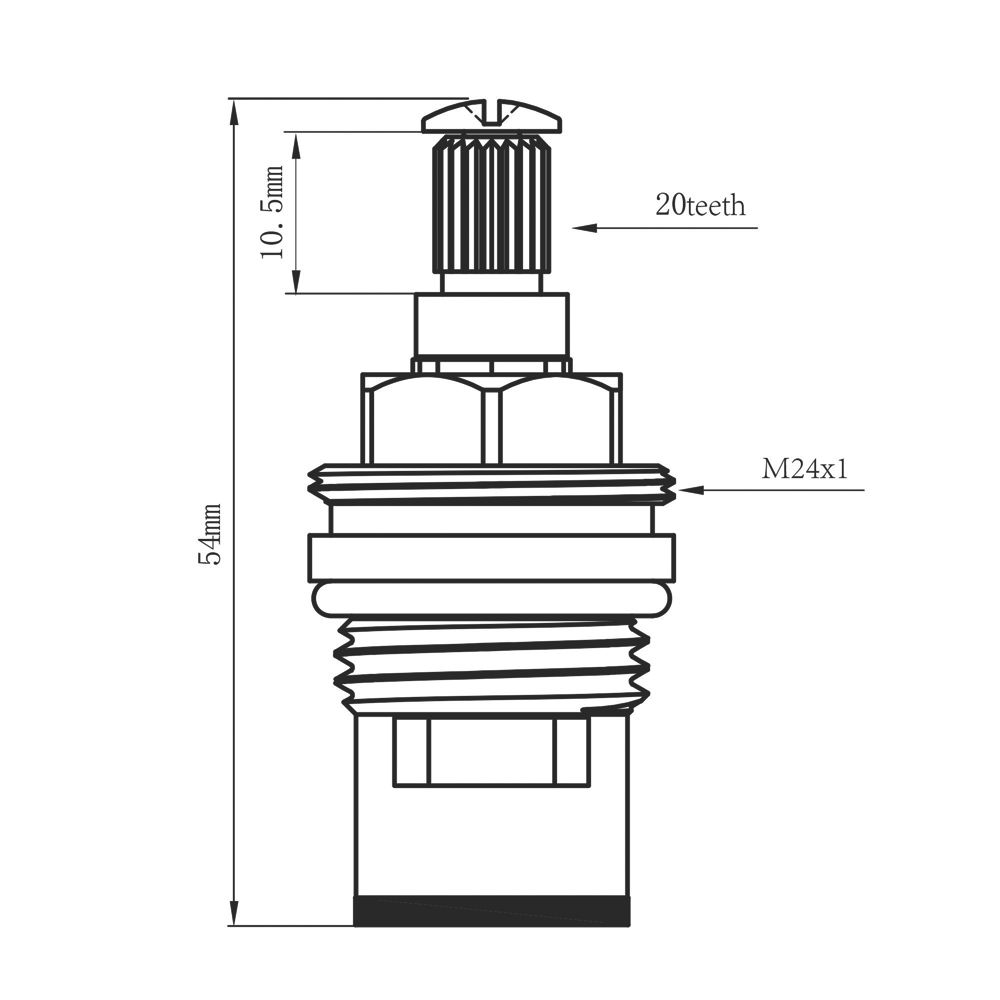 Plumb Best 1/2” BSP 20 Spline Tap Valve Gland Insert Body – Standard Tap Mechanism