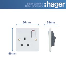 Hager Sollysta WMSS81 13A 1-Gang 2P+E Switched Socket White