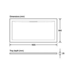 Mira Flight Level Rectangular Shower Tray White 1600mm x 800mm x 25mm