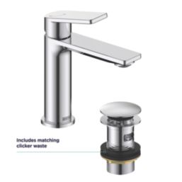 Bristan Frammento Chrome-Plated 170mm Standard Lever Mono Basin Mixer Tap  With Clicker Waste