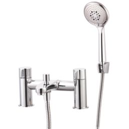 Swirl Caldew Silver 170mm Deck Mounted Dual Control Manual Shower Mixer Tap