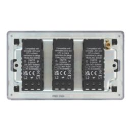 LAP  3-Gang 2-Way LED Dimmer Switch  Matt Black with Colour-Matched Inserts