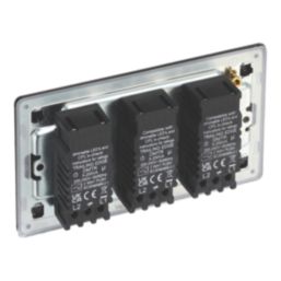 LAP  3-Gang 2-Way LED Dimmer Switch  Matt Black with Colour-Matched Inserts