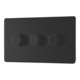 LAP  3-Gang 2-Way LED Dimmer Switch  Matt Black with Colour-Matched Inserts