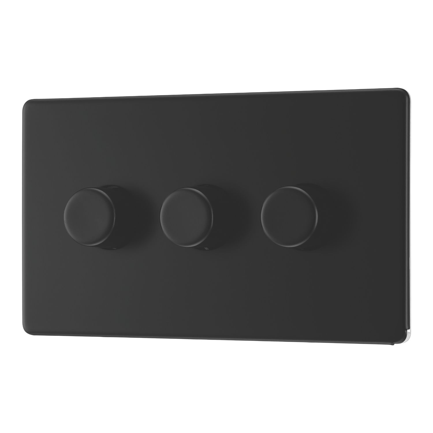 LAP 3-Gang 2-Way LED Dimmer Switch Matt Black with Colour-Matched Inserts (190PN)