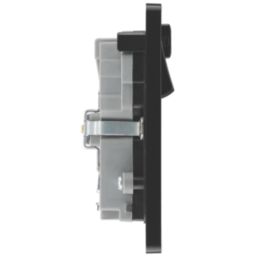 British General Evolve 13A 2-Gang SP Switched Socket With WiFi Extender + 2.1A 10.5W 1-Outlet Type A USB Charger Black Chrome with Black Inserts