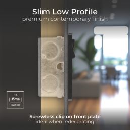 British General Evolve 13A 2-Gang SP Switched Socket With WiFi Extender + 2.1A 10.5W 1-Outlet Type A USB Charger Black Chrome with Black Inserts