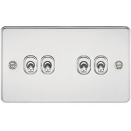 Knightsbridge  10AX 4-Gang 2-Way Light Switch  Polished Chrome