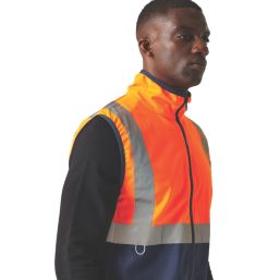 Regatta Pro Zip Collar Vest Hi-Vis Vest Orange/Navy 2X Large 47" Chest