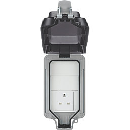 British General Storm IP66 13A 1-Gang Weatherproof Outdoor Unswitched Power Socket with Large Housing
