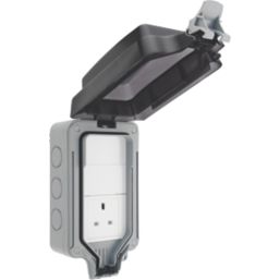 British General Storm IP66 13A 1-Gang Weatherproof Outdoor Unswitched Power Socket with Large Housing