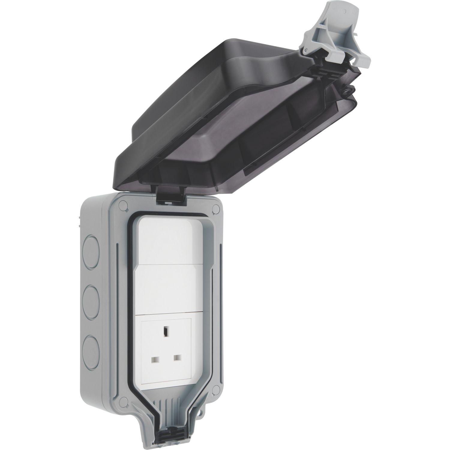 British General Storm IP66 13A 1-Gang Weatherproof Outdoor Unswitched Power Socket with Large Housing (190XG)