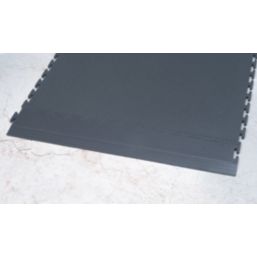 Ecotile Recycled T-Joint Interlocking 7mm Floor Tile Edge Ramps Graphite 498mm x 90mm 2 Pack