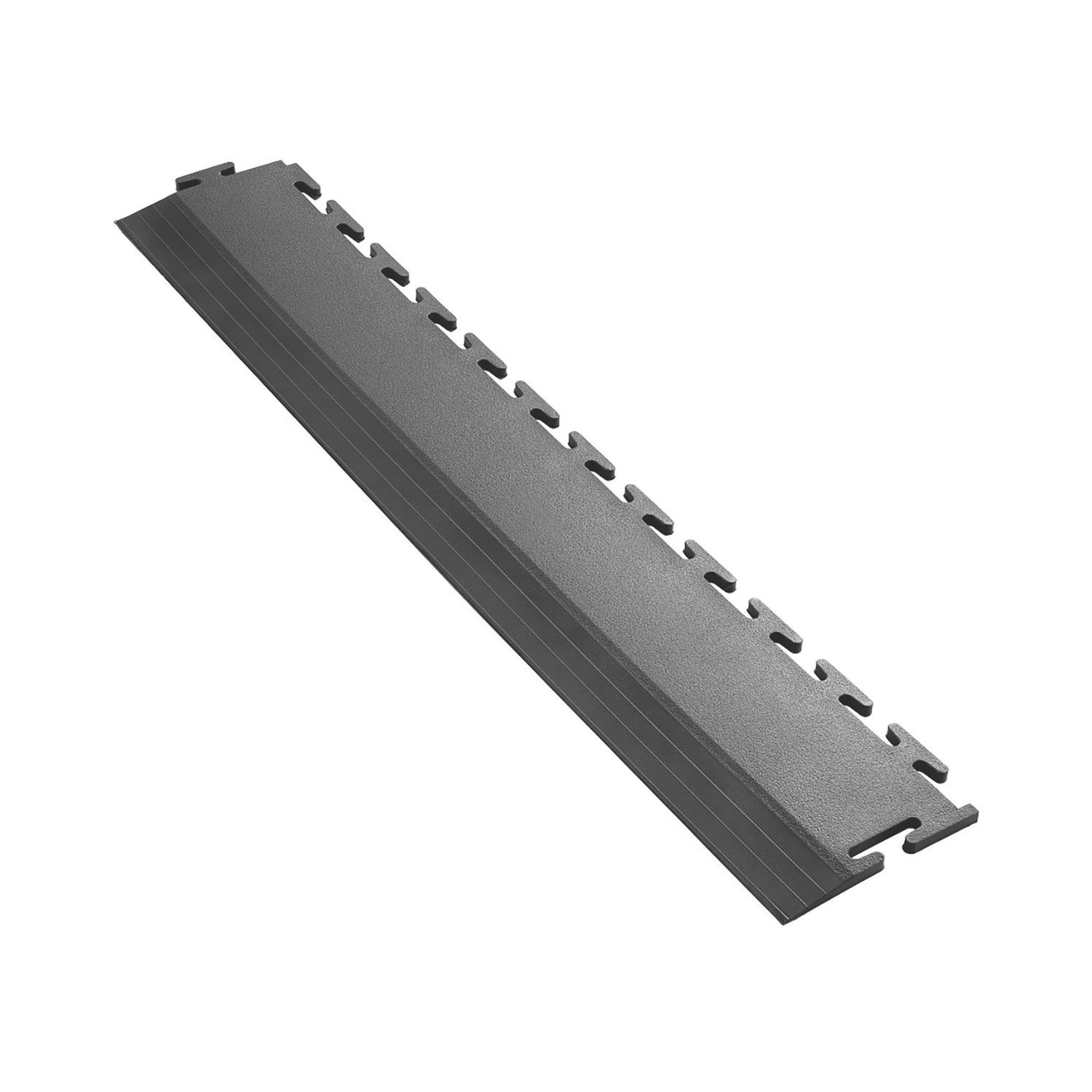 Ecotile Recycled T-Joint Interlocking 7mm Floor Tile Edge Ramps Graphite 498mm x 90mm 2 Pack (190YU)