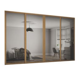 Spacepro Shaker 4-Door Framed Sliding Wardrobe Doors Oak Frame Mirror Panel 2290mm x 2260mm
