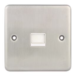 Hager Sollysta WRBTSBSW 1-Gang Slave Brushed Steel with White Inserts