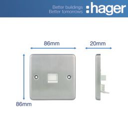Hager Sollysta WRBTSBSW 1-Gang Slave Brushed Steel with White Inserts
