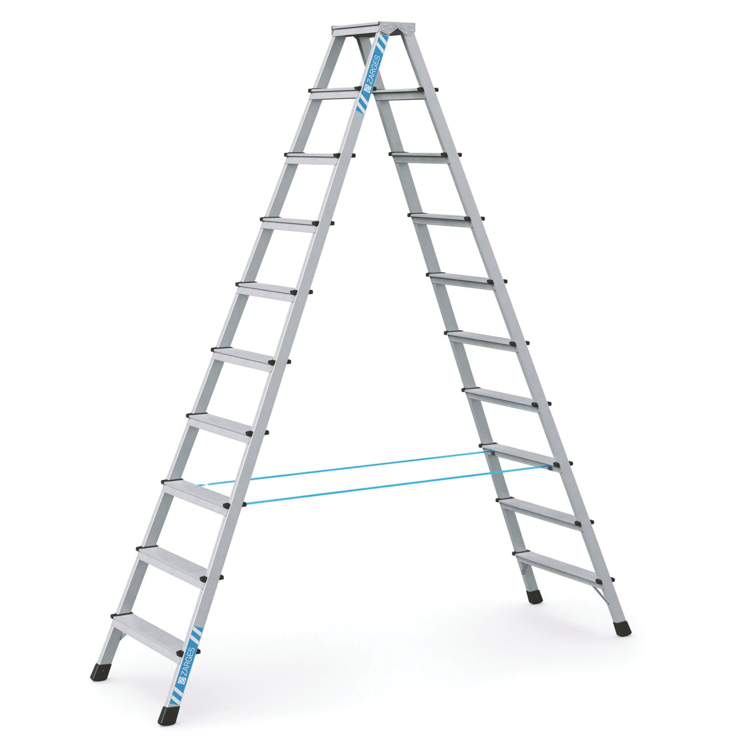 Zarges Aluminium 2.49m 10 Step Swingback A Frame Step Ladder (191CP)