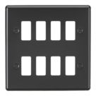 Knightsbridge  8-Module Grid Faceplate Matt Black