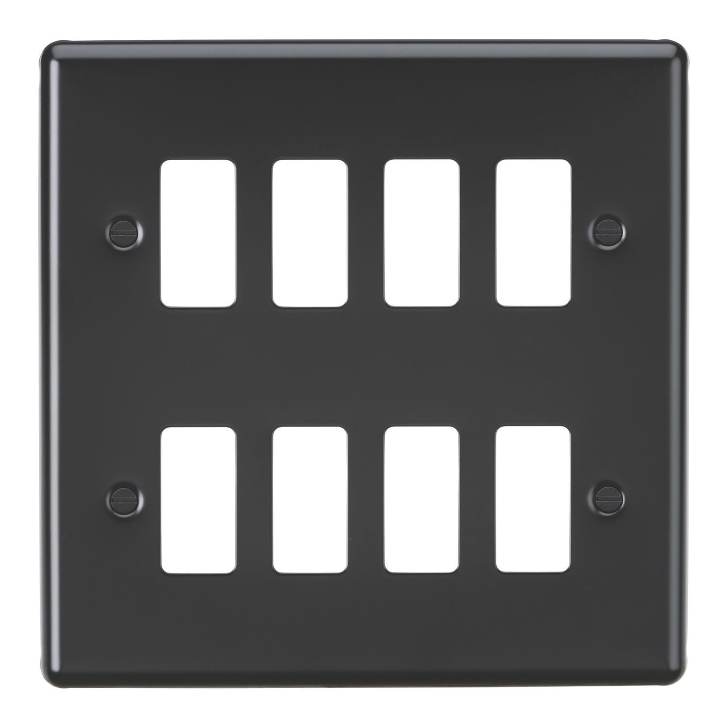 Knightsbridge 8-Module Grid Faceplate Matt Black (191CR)