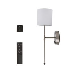 UME  Multi Colour Rechargeable LED Silver Wall Lights with Drum Shade 4.9W 200lm 2 Pack