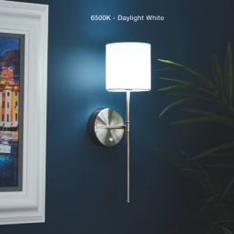 UME  Multi Colour Rechargeable LED Silver Wall Lights with Drum Shade 4.9W 200lm 2 Pack