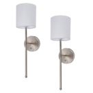 UME  Multi Colour Rechargeable LED Silver Wall Lights with Drum Shade 4.9W 200lm 2 Pack