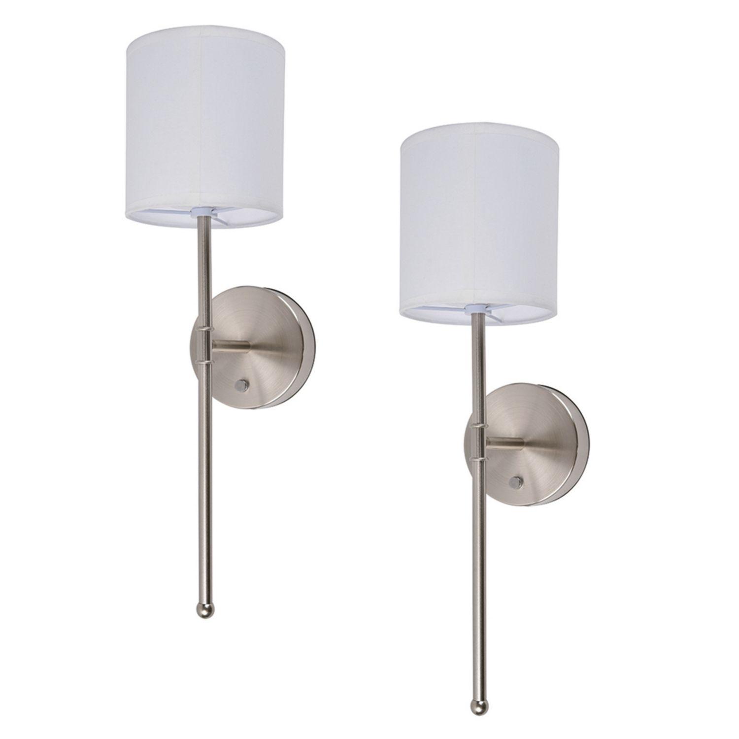 UME Multi Colour Rechargeable LED Silver Wall Lights with Drum Shade 4.9W 200lm 2 Pack (191EF)