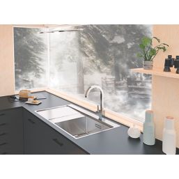 Clearwater Xeron 1 Bowl Stainless Steel Kitchen Sink with LH Single Drainer Brushed Steel 860mm x 520mm