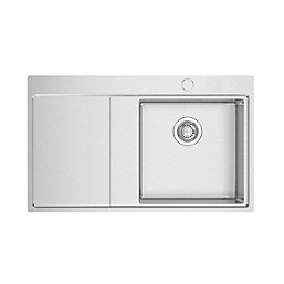 Clearwater Xeron 1 Bowl Stainless Steel Kitchen Sink with LH Single Drainer Brushed Steel 860mm x 520mm