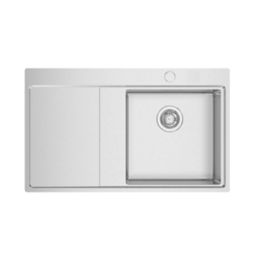 Clearwater Xeron 1 Bowl Stainless Steel Kitchen Sink with LH Single Drainer Brushed Steel 860mm x 520mm