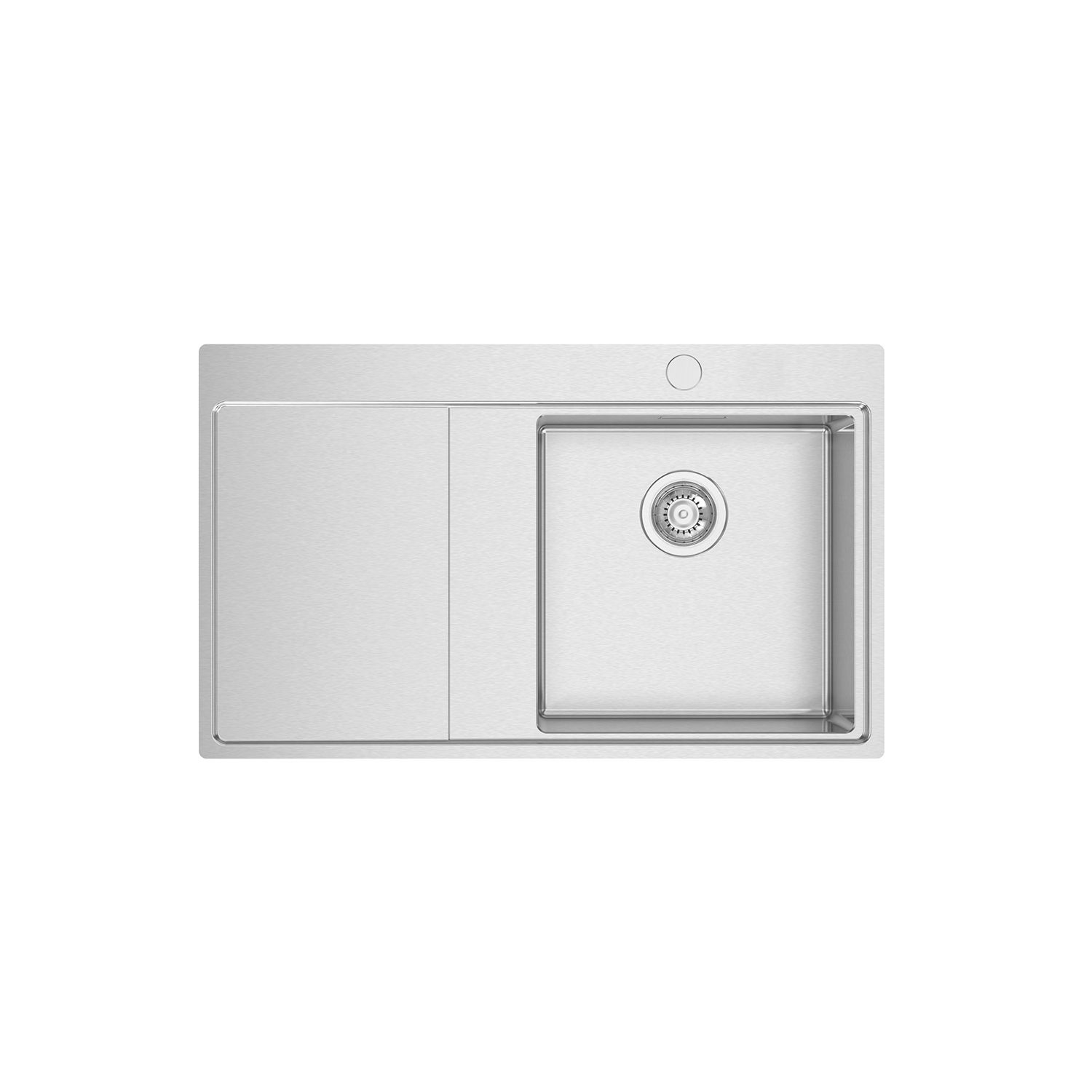 Clearwater Xeron 1 Bowl Stainless Steel Kitchen Sink with LH Single Drainer Brushed Steel 860mm x 520mm (191FJ)