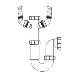 Flomasta P Trap w/ Dual Appliance Inlet White 48mm