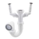 Flomasta P Trap w/ Dual Appliance Inlet White 48mm