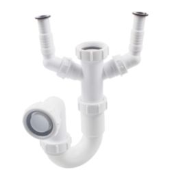 Flomasta P Trap w/ Dual Appliance Inlet White 48mm