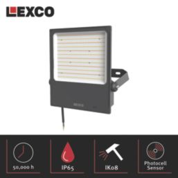 Lexco Secunda Outdoor LED Floodlight With Photocell Black 150W 15,200-20,000lm