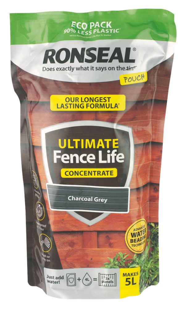 Ronseal Ultimate Fence Life Concentrate 950ml Charcoal Grey Shed & Fence Paint