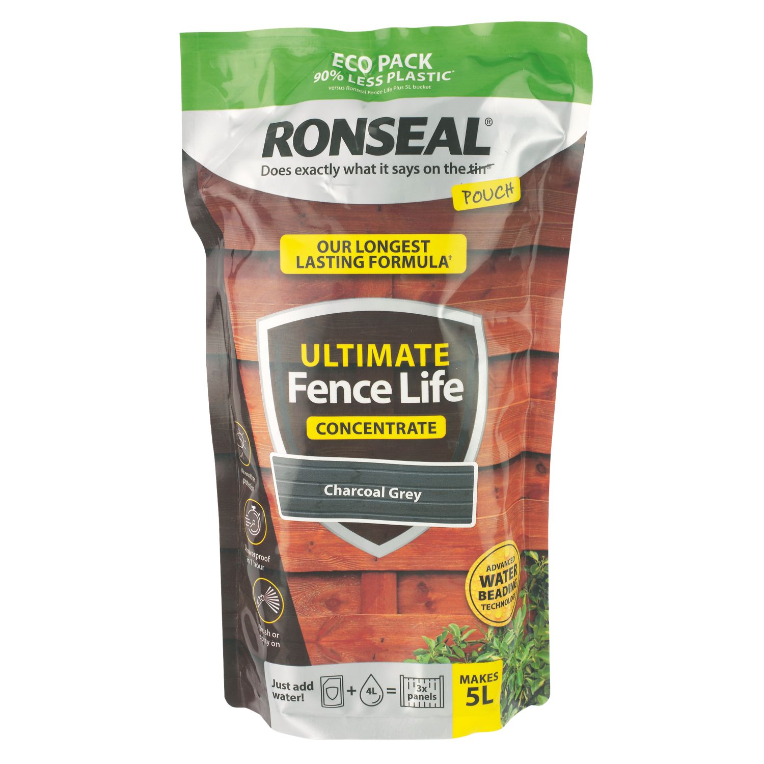 Ronseal Ultimate Fence Life Concentrate 950ml Charcoal Grey Shed & Fence Paint (191RV)