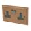 Varilight  13AX 2-Gang DP Switched Plug Socket Medium Oak  with Black Inserts
