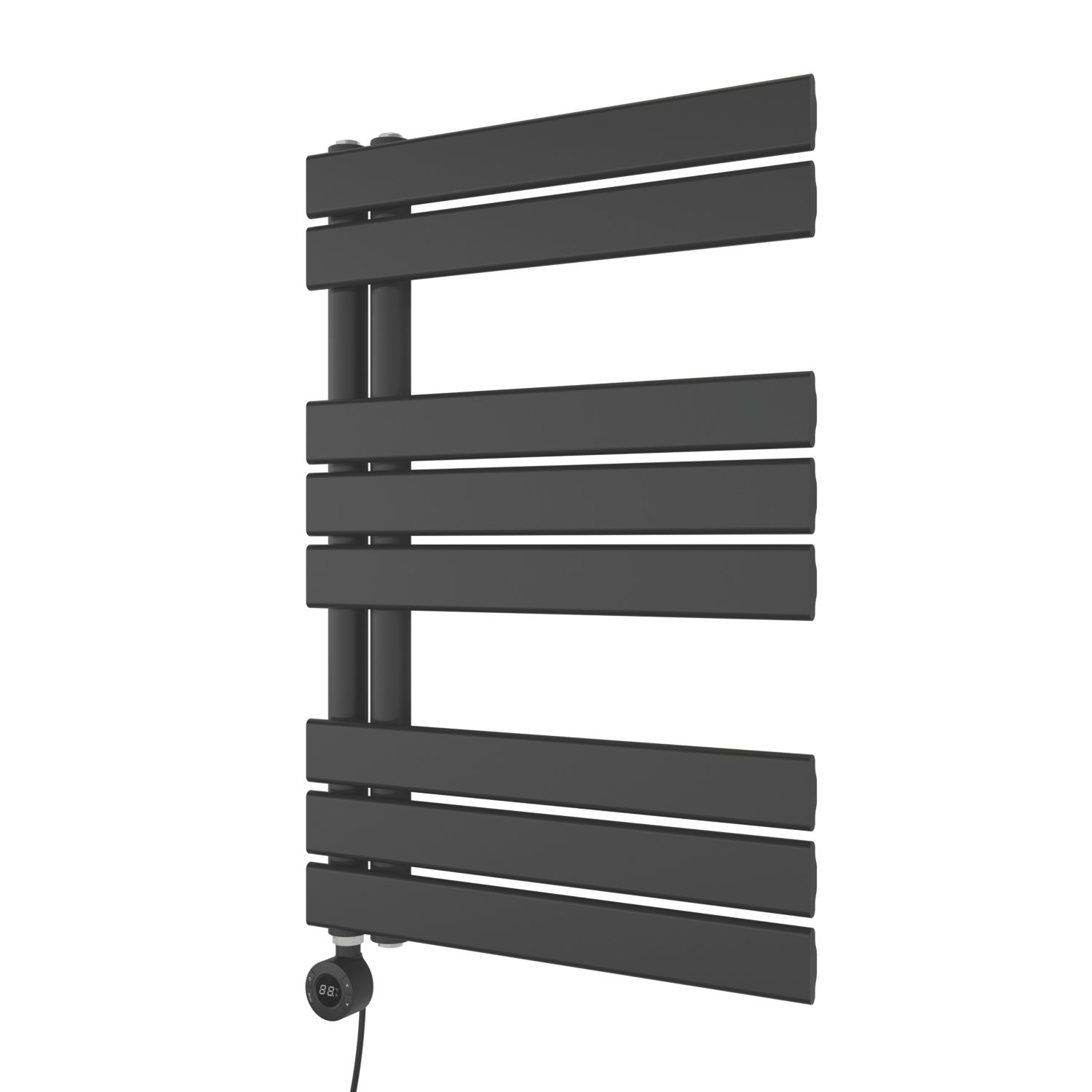 Azur 750mm x 500mm 1024BTU Black Flat Electric Towel Radiator (192AC)