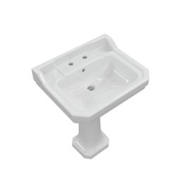 Traditional Basin with Pedestal 2 Tap Holes 600mm