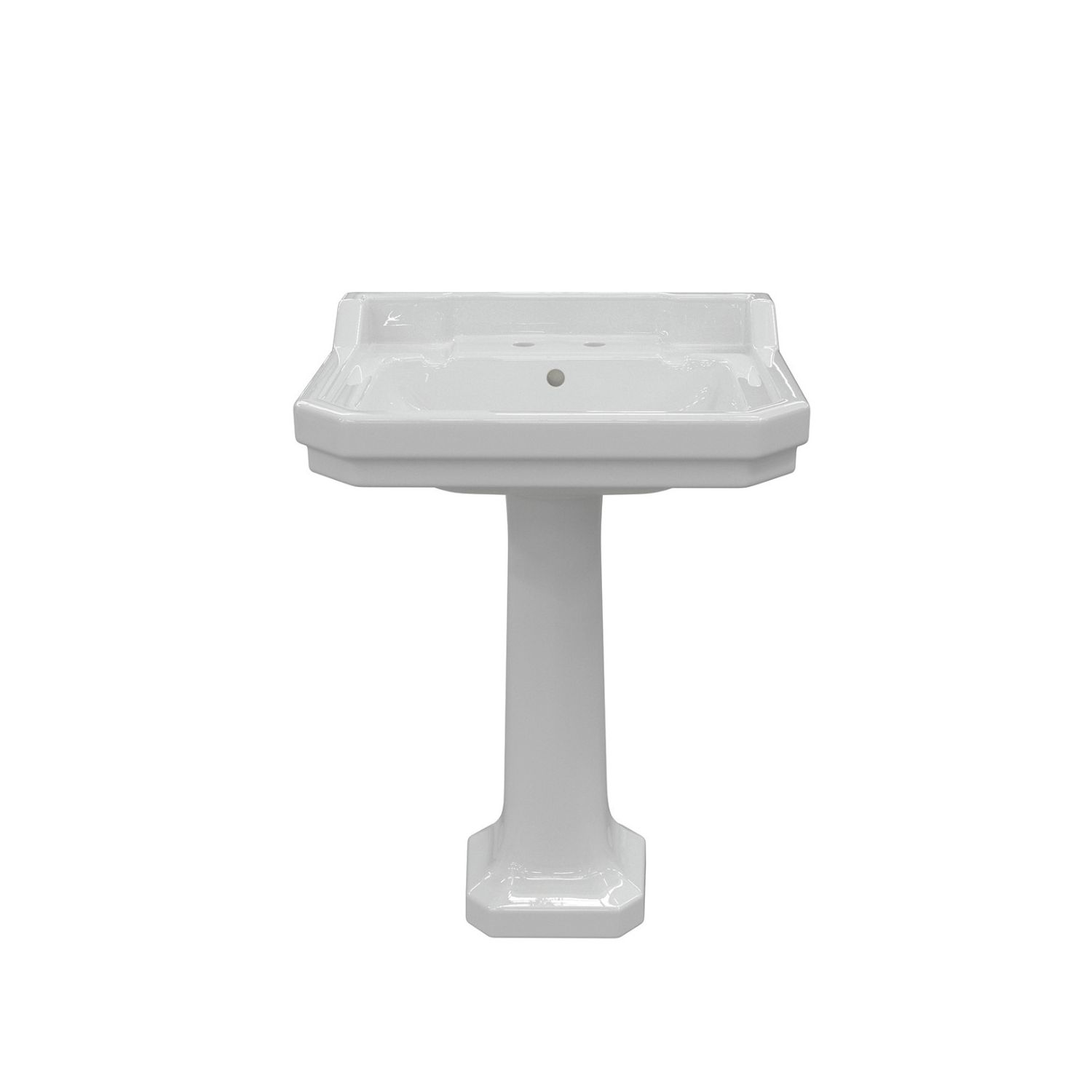 Traditional Basin with Pedestal 2 Tap Holes 600mm (192AE)