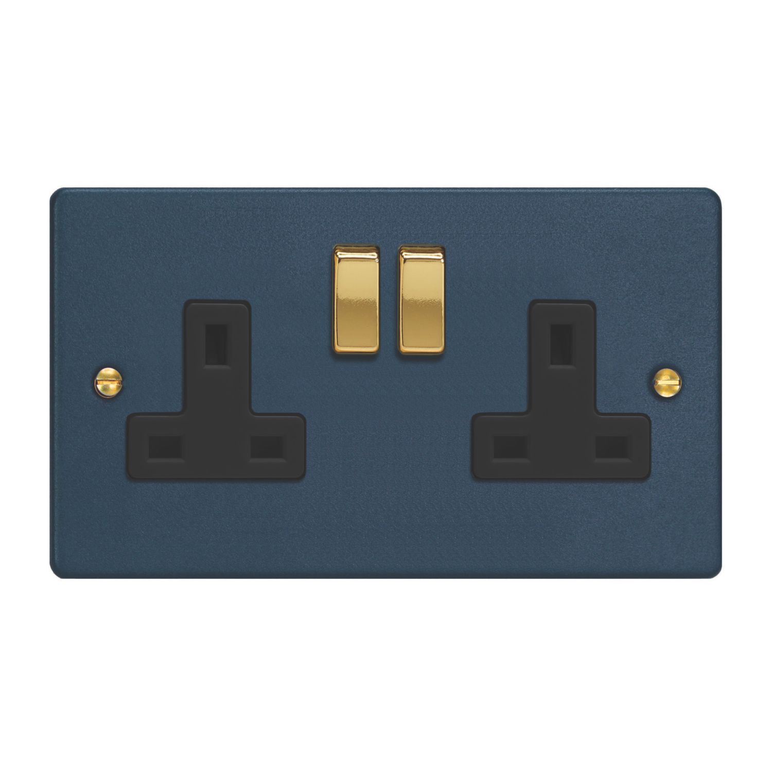 Varilight 13A 2-Gang 2-Pole Switched Socket Midnight Blue with Black Inserts (192EC)