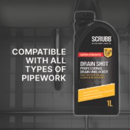 Scrubb Drain Shot  High Strength Drain Unblocker 1Ltr
