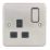 Hager Sollysta WRSS81BSB  13A 1-Gang 2P+E Switched Socket Brushed Stainless Steel  with Black Inserts