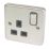 Hager Sollysta WRSS81BSB  13A 1-Gang 2P+E Switched Socket Brushed Stainless Steel  with Black Inserts